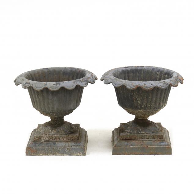 pair-of-small-antique-iron-garden-urns