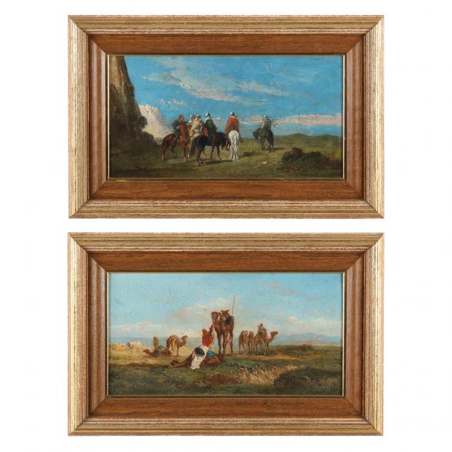 two-antique-orientalist-paintings-of-bedouin-tribes