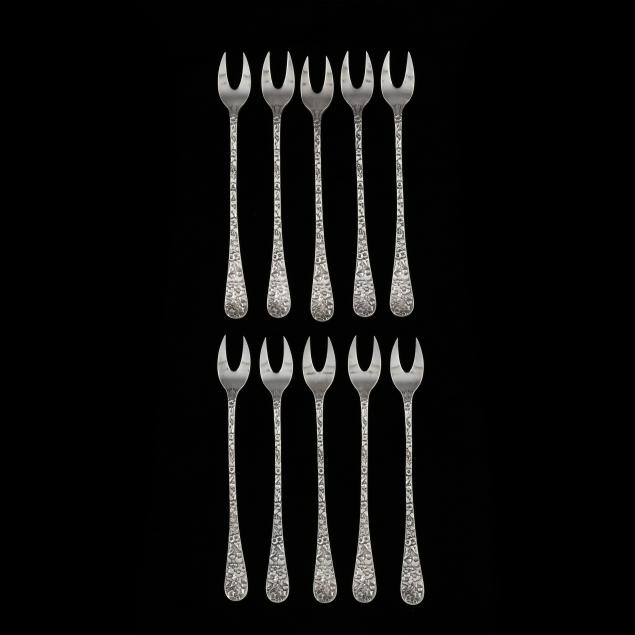 set-of-ten-tiffany-co-i-floral-1884-i-silverplate-snail-forks