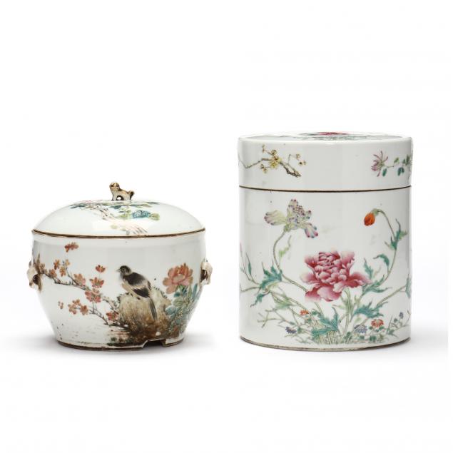 two-chinese-porcelain-famille-rose-jars-with-covers