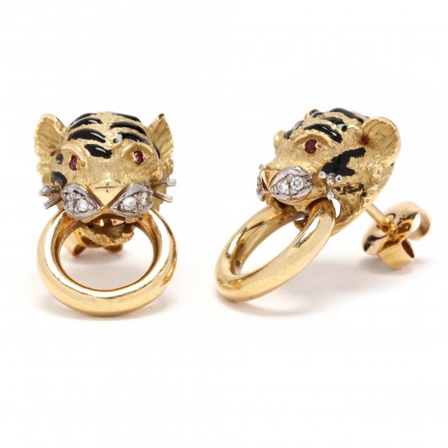 gold-enamel-and-gem-set-tiger-motif-earrings