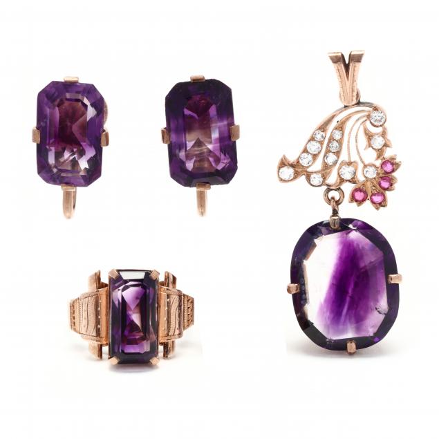 antique-gold-and-amethyst-jewelry-items