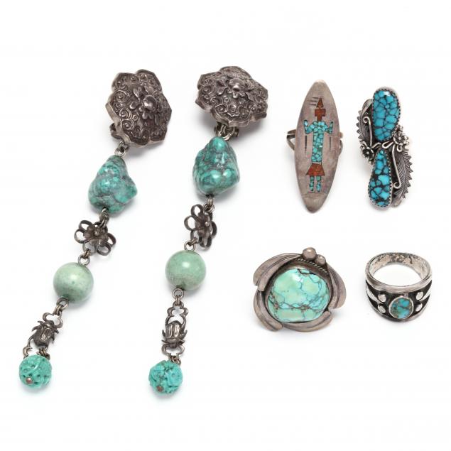 five-silver-and-turquoise-jewelry-items