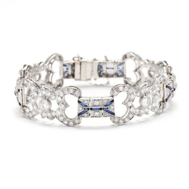 art-deco-platinum-diamond-and-sapphire-bracelet