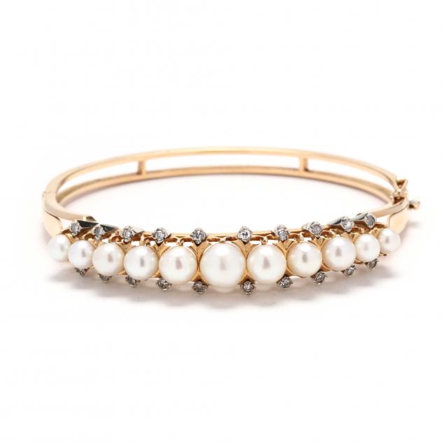 gold-pearl-and-diamond-bangle-bracelet