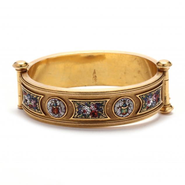 antique-etruscan-revival-gold-and-micromosaic-bracelet