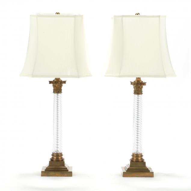pair-of-hollywood-regency-brass-and-glass-column-table-lamps