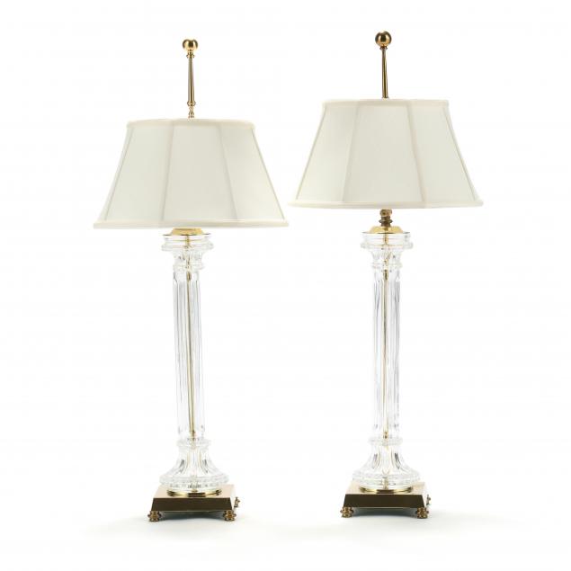pair-of-decorative-brass-and-glass-columnar-table-lamps