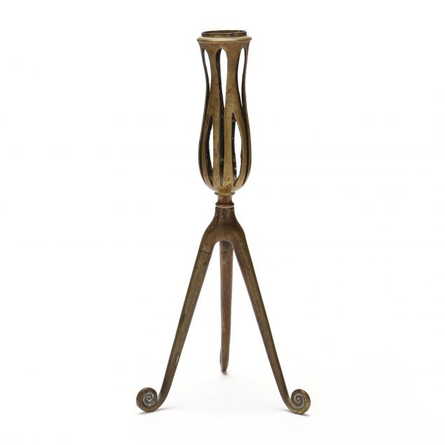 attributed-to-tiffany-studios-tripod-bronze-candlestick