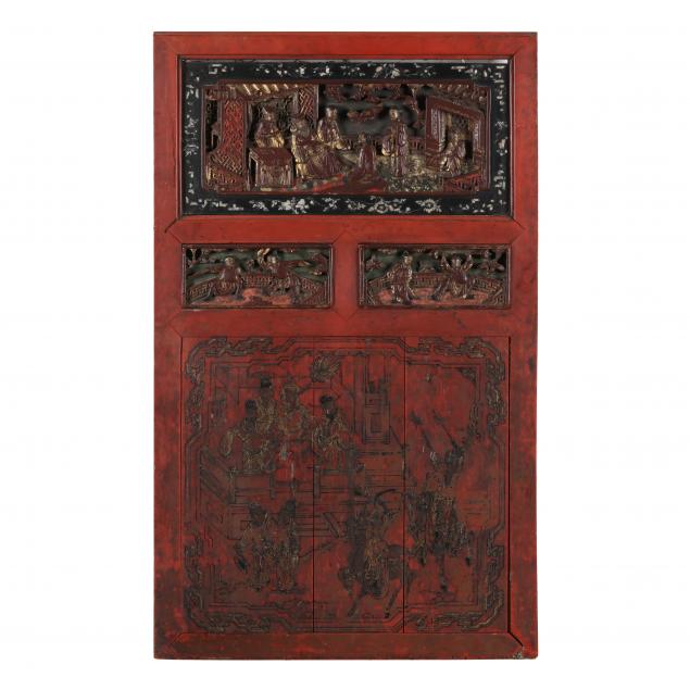 a-chinese-carved-gilt-painted-hardwood-architectural-panel
