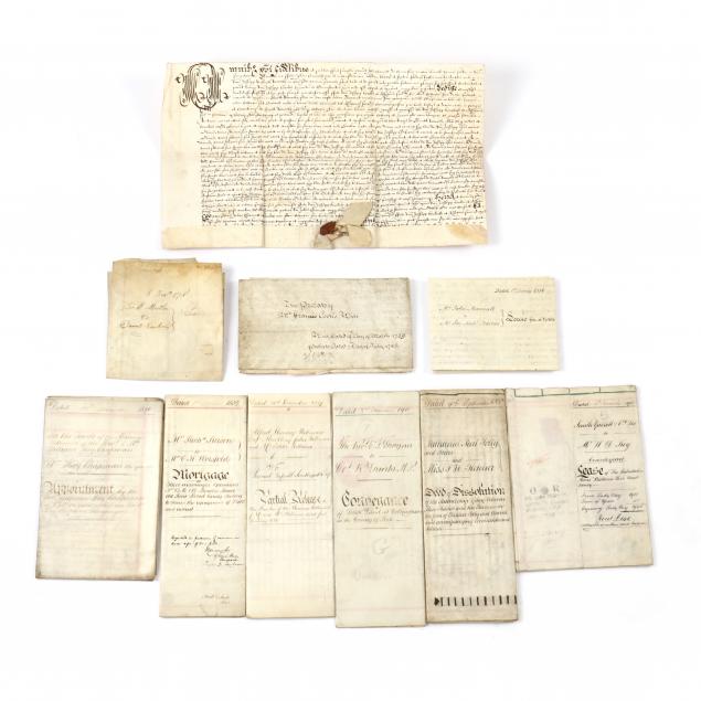 grouping-of-ten-antique-british-legal-documents-on-vellum