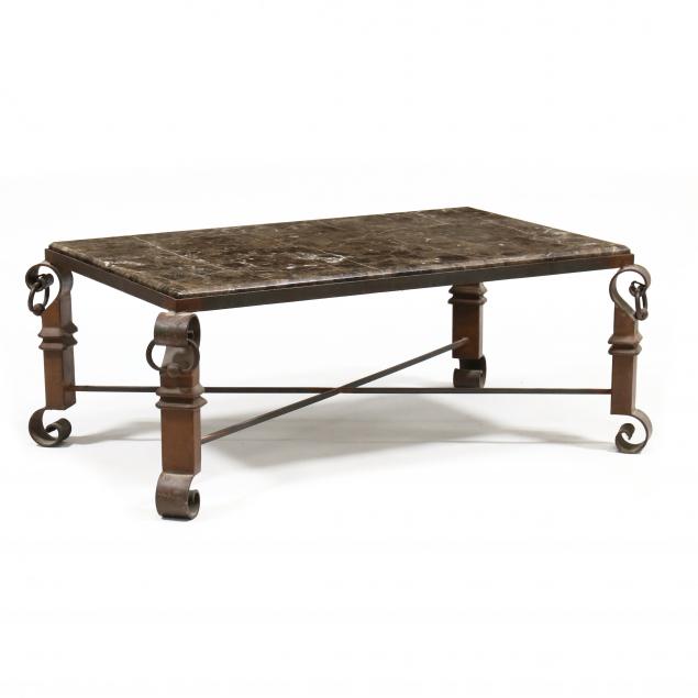 arts-and-crafts-style-marble-and-iron-coffee-table