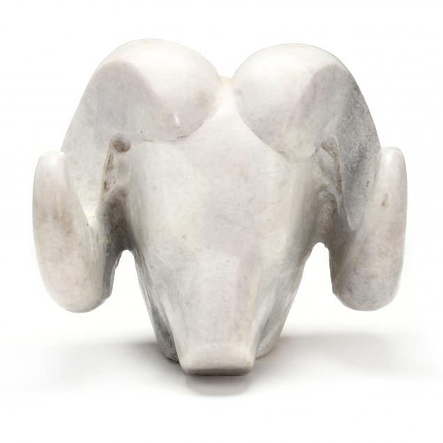 a-modernist-carved-marble-ram-head