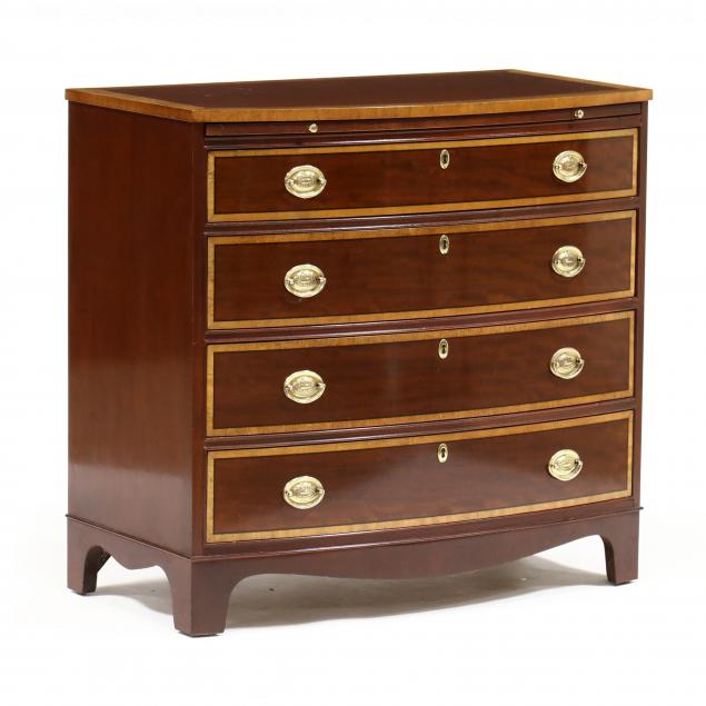 baker-chippendale-style-inlaid-mahogany-bow-front-chest-of-drawers