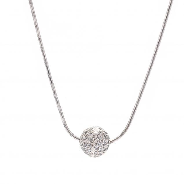 white-gold-and-diamond-ball-necklace