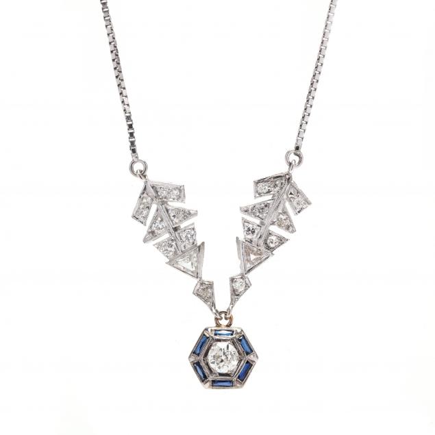 antique-white-gold-diamond-necklace