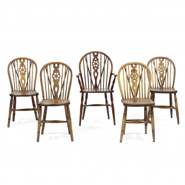 five-english-windsor-dining-chairs