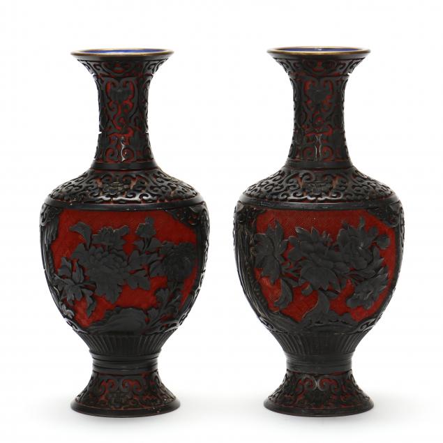 a-pair-of-chinese-black-and-red-carved-lacquer-style-vases