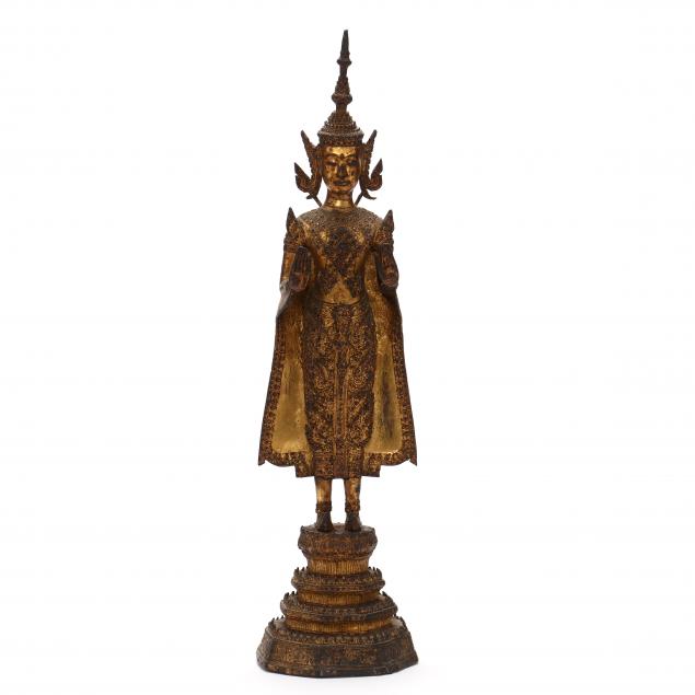 a-thai-gilt-bronze-standing-buddha