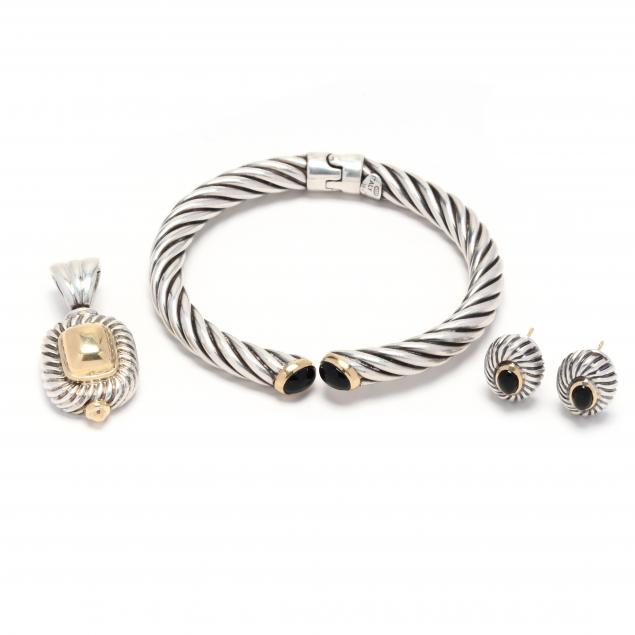 silver-bracelet-pendant-and-earrings-jonah-grossbardt