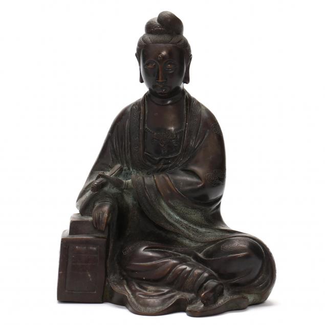 a-chinese-bronze-guanyin-sculpture-with-shisuo-mark