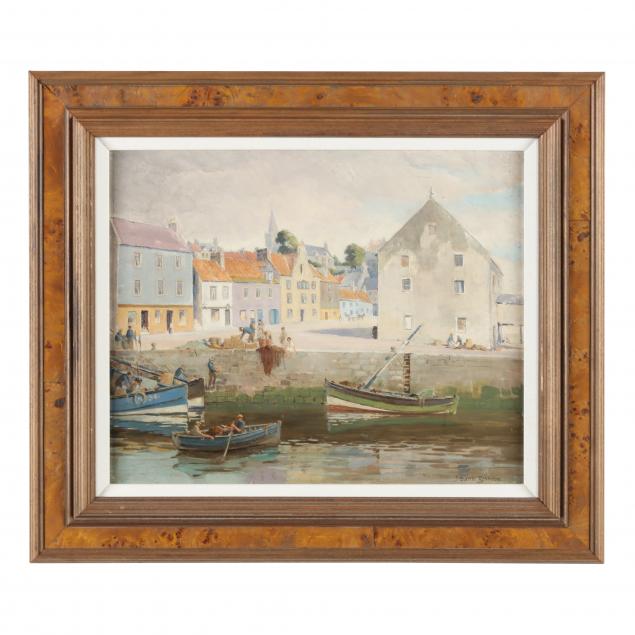 j-barrie-robinson-british-early-20th-century-i-newquay-harbor-wales-i