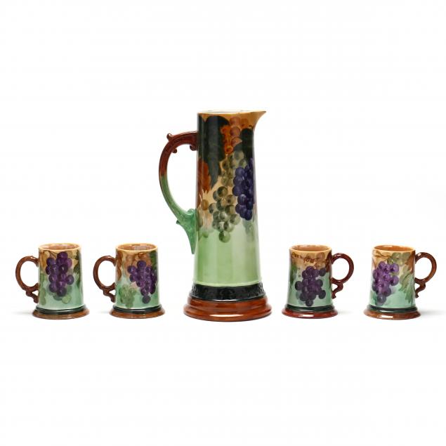 limoges-grapevine-pitcher-and-set-of-four-mugs