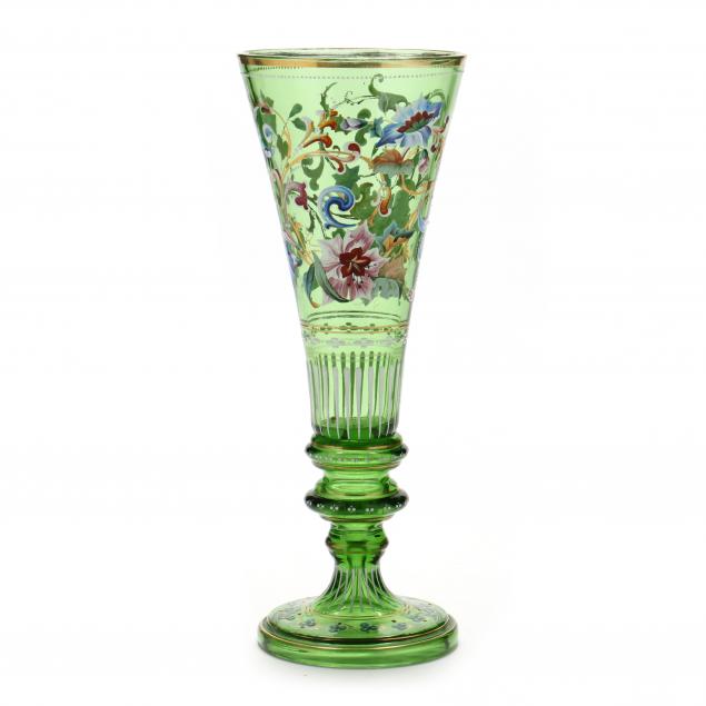 attributed-to-moser-enameled-glass-trumpet-vase