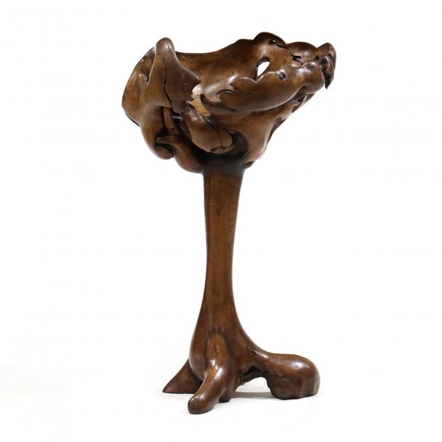 american-craft-burl-wood-sculptural-jardiniere