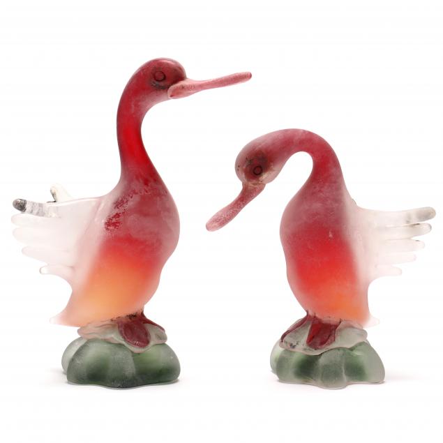 Gino Cenedese Italian 1907 1973 Pair of Scavo Glass Ducks Lot 1223 Summer Modern Contemporary AuctionJul 27 2023 9 00am