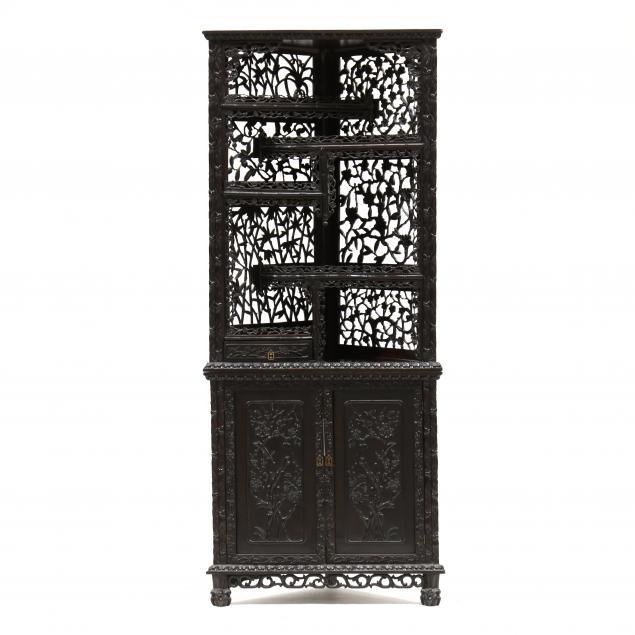 chinese-carved-hardwood-corner-cabinet