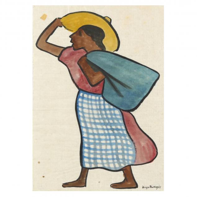 Diego Rivera Mexican 1886 1957 Mujer Cargando Ayate Lot 264