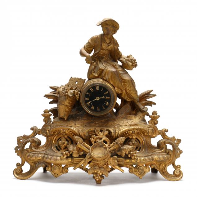 gilt-metal-mantel-clock-celebrating-the-grape-harvest