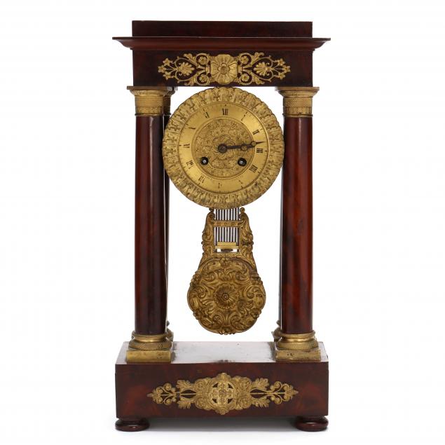 french-empire-mahogany-veneer-portico-clock