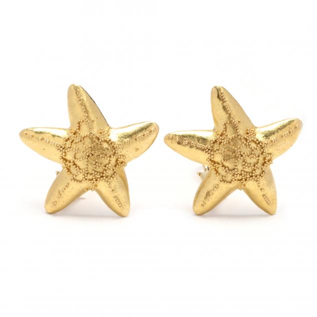 high-karat-gold-starfish-earrings-signed