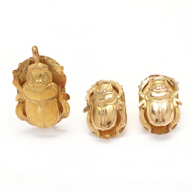 gold-scarab-pendant-and-earrings