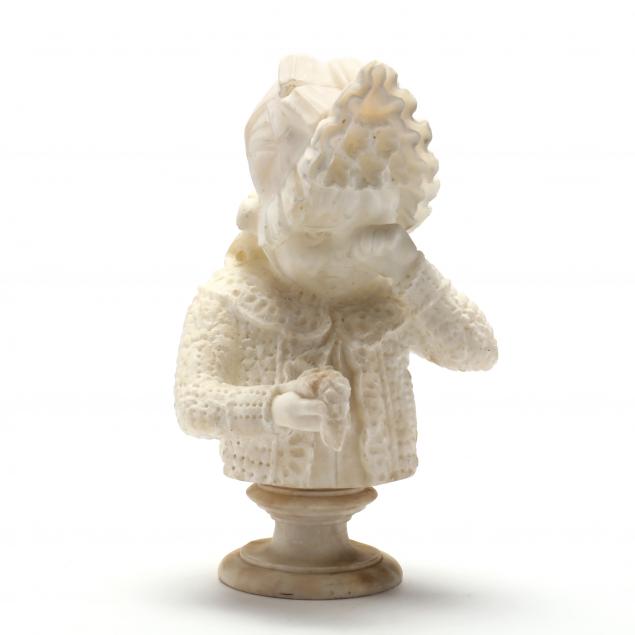 continental-school-carved-stone-bust-of-child-holding-bird
