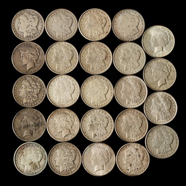 twenty-four-24-mostly-circulated-morgan-and-peace-dollars