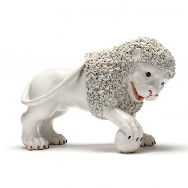 a-large-vintage-italian-porcelain-lion-figure