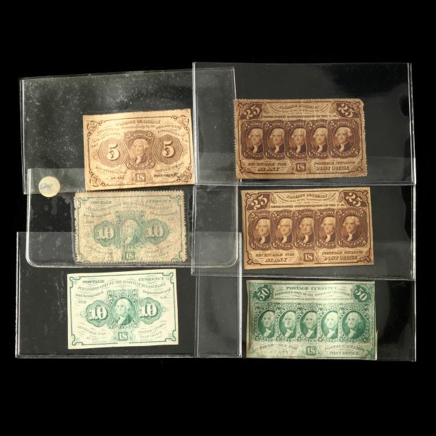 first-issue-postage-currency-six-6-notes-february-7-1862