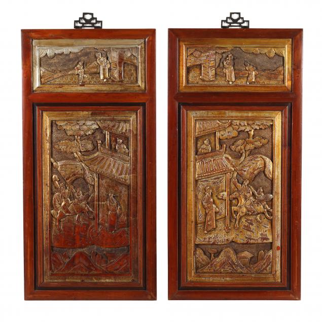 a-pair-of-chinese-carved-wooden-panels-with-gilt