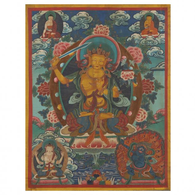 a-tibetan-thangka-painting-of-manjushri