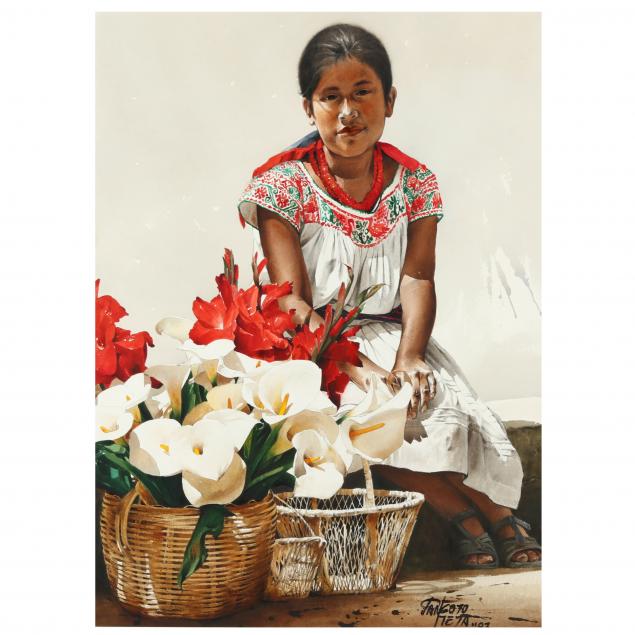 luis-pantigozo-meza-peruvian-b-1958-young-woman-with-calla-lilies-and-gladiolus