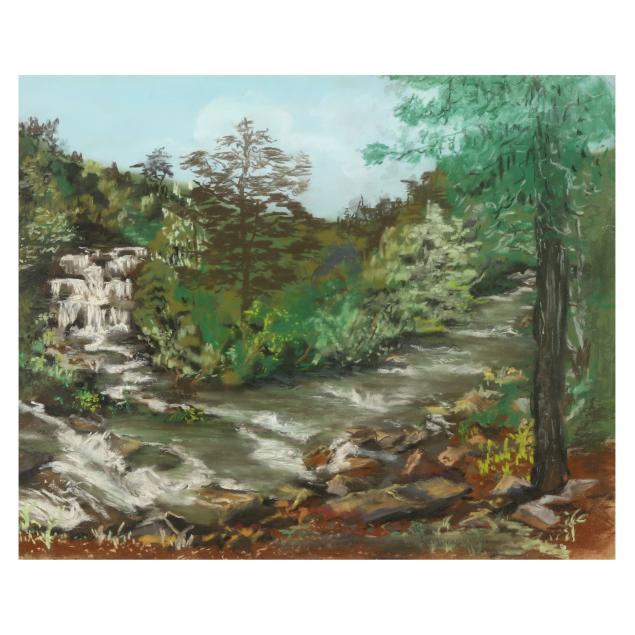 helen-frances-crain-farthing-nc-1924-2020-landscape-with-waterfall