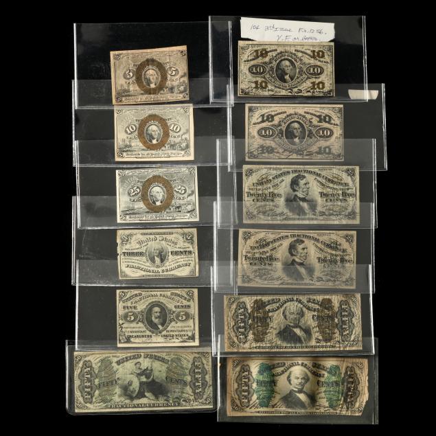 twelve-12-fractional-currency-notes-from-the-second-and-third-issues
