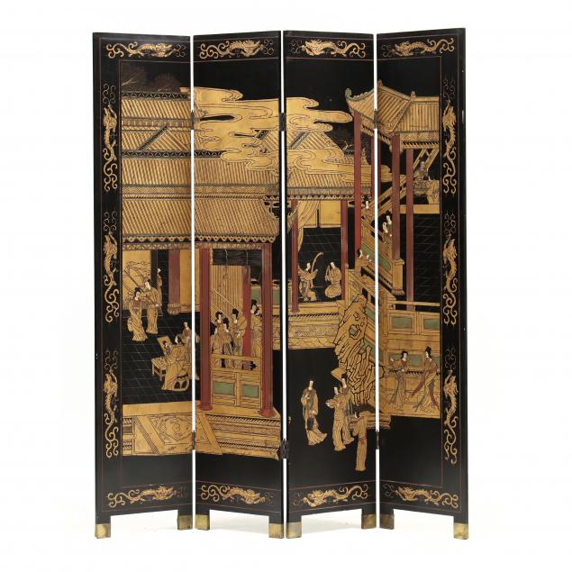 a-chinese-four-panel-carved-and-painted-lacquer-screen