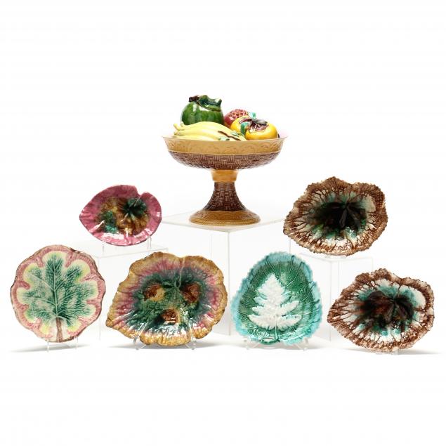 a-grouping-twelve-majolica-tableware-accessories