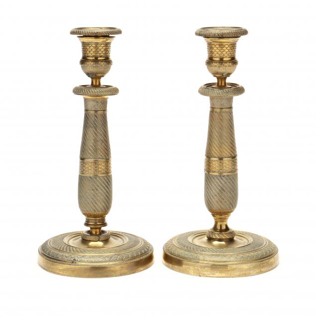 pair-of-french-engine-turned-brass-candlesticks