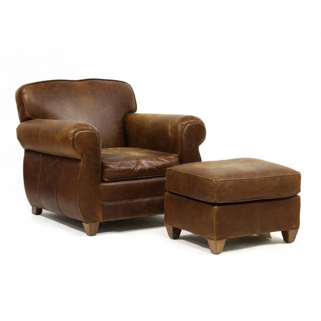 mitchel-gold-for-restoration-hardware-leather-club-chair-and-ottoman