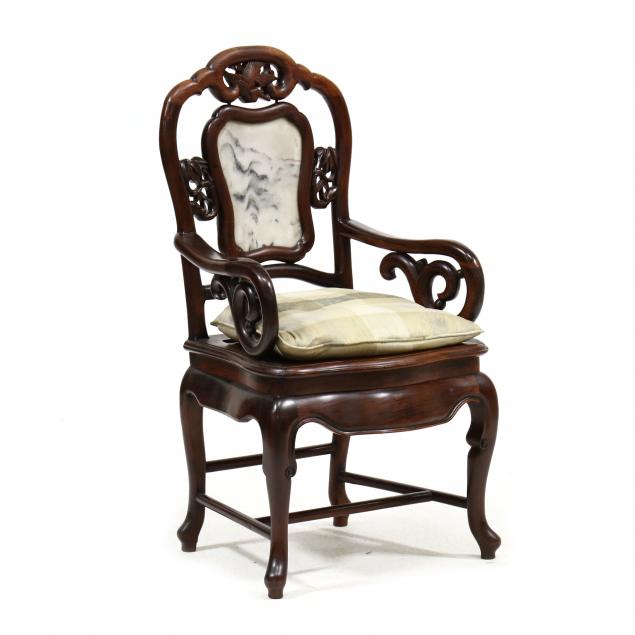 chinese-carved-hardwood-and-marble-armchair
